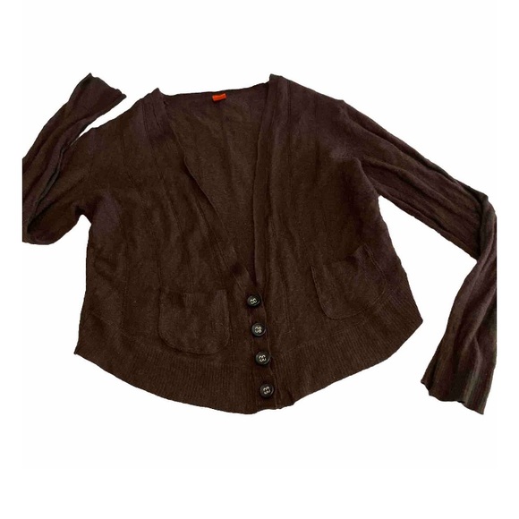 BOSS Hugo Boss Women S Crop Slim Maroon Cardigan V Neck Pockets Buttons - Picture 5 of 8